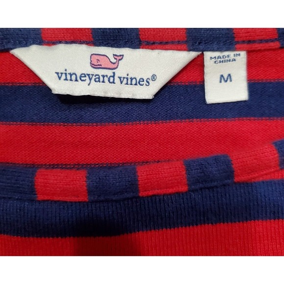 Vineyard Vines Women’s Size Medium 3/4 Sleeve Boat Neck Shirt Dress Red & Navy - Picture 4 of 4